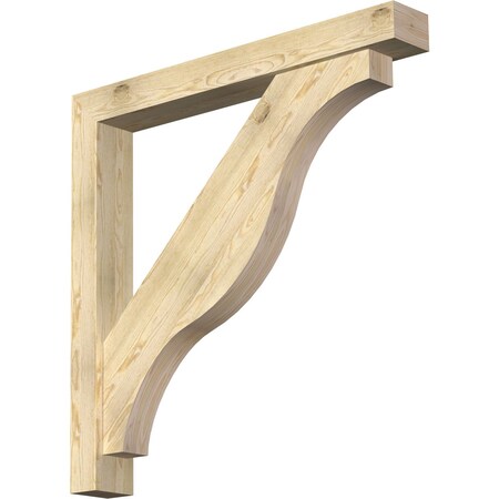 Ekena Millwork Funston Block Rough Sawn Bracket w/ Offset Brace, Douglas Fir, 6"W x 46"D x 46"H BKT0604X46X46FST05RDF